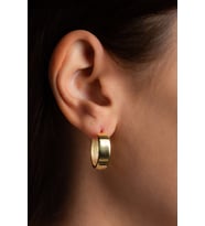 Halka Küpe Gold Altın Kaplama Kadın Gümüş Küpe 925 Ayar (Sarı)