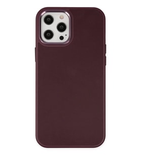 Newface Apple iPhone 12 Pro Max Kılıf Asya Deri Silikon - Mürdüm