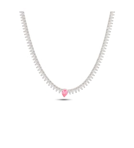 Su Yolu Model Pembe Kuvars Taşlı Kadın Gümüş Kolye 201021870