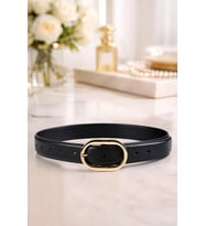 WİLLİAMPOLO  Asya Hakiki Deri Gold Toka Siyah Kadın Kemer
