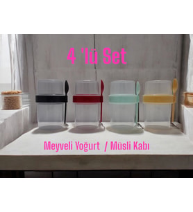 4 'lü Set Meyveli Yoğurt Kabı***Müsli Kabı (4x 550ml)