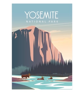 Yosemite Ulusal Parkı Modern Seyahat Poster Poster Tablo Ahşap Poster Dekoratif