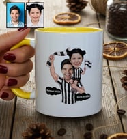 Kişiye Özel Karikatürlü Siyah Beyaz Taraftar Baba Kız Kupa Bardak Babalar Günü Hediyesi