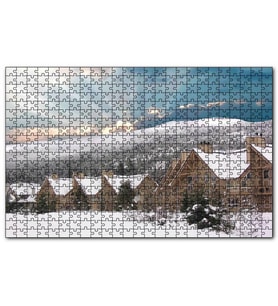 Cakapuzzle Karlı Tepeler ve Bulutların Ardındaki Güneş Puzzle Yapboz MDF (Ahşap) (120 Parça)