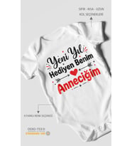 Yeni yıl hediyen benim anneciğim Kısa Kollu Bebek Body %100 Pamuk