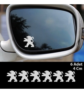 Peugeot Logo Yan Ayna Jant Torpido Oto Sticker Araba Etiket 6 Adet 4 Cm