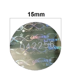 YATE10 1000 adet 15mm Dairesel Seri Nolu Hologramlı Etiket