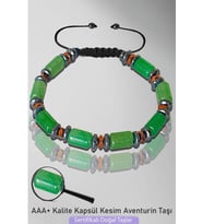 Sertifikalı Rose Hematitli Kapsül Model AAA+ Aventurin Taşı Bileklik (Çok Renkli)