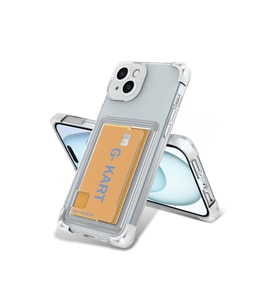 iPhone 15 Uyumlu Kılıf Airbag Tasarımlı Şeffaf Kartlıklı  G-Kart Kapak (Renksiz)