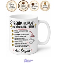 İsme Özel Kurallarım Yazılı Komik Kupa Bardak Esprili Hediye