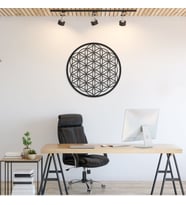 YAŞAM ÇİÇEĞİ GEOMETRİ AHŞAP MDF DUVAR DEKORU TABLO (Siyah)