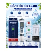 3'ü Bir Arada Tds ve Sıcaklık Ölçer Ledli Su Test Cihazı