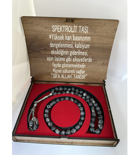 KUTULU 33 LÜ TESBİH BİLEKLİK SETİ SPEKTROLİT