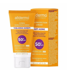 ALLDERMO SPF 50 ANTİ AGİNG YAŞLANMA KARŞITI GÜNEŞ KORUYUCU KREM 50 ML