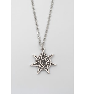 Modern Heptagram Yıldız Kolye - Düz Ezme İthal Zincirli Unisex Gümüş Kaplama - 60 cm