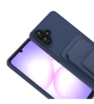 Samsung Galaxy A07 Kılıf TPU Malzemeli ve Deri Dokulu Şık NexaCard Premium Kapak (Lacivert)