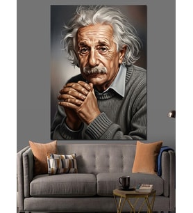 Albert Einstein Siyah Beyaz Dekoratif Kanvas - Mdf Ahşap Tablo