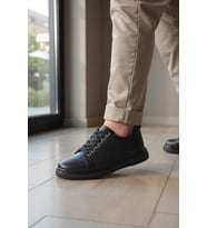 Enoch Hakiki Deri Günlük Bağcıklı Erkek Ayakkabı Jel Görünümlü Taban Sneaker