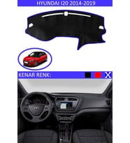 Hyundai I20 2014-2019 Için Uygun Torpido Koruma Halısı Siyah Kenar Renk Mavi