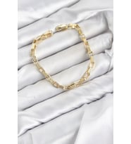 CM Kare Halka Model Gold Renk Pirinç Kadın Bileklik TJ-BB8592