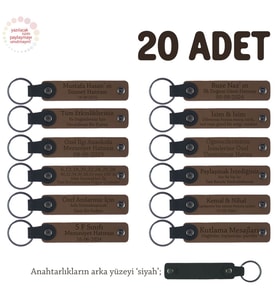 Açık Kahve & Siyah, Öğrencilere Özel Dönem Sonu Hatırası, İsim Yazılabilen Anahtarlık 20' li Set