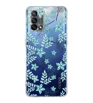 PrintiFy Oppo A74 Uyumlu Kamera Korumalı Floral Su Yeşili Tasarımlı Şeffaf Silikon Kılıf