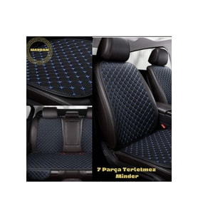 CHEVROLET CAPTIVA SUV 2011-2014 uyumlu 7 Parça Terletmez Kumaş Minder Takımı (Siyah-Mavi)