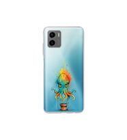 Vivo Y15S ile uyumlu Splash ahtapot tasarımlı şeffaf silikon kılıf
