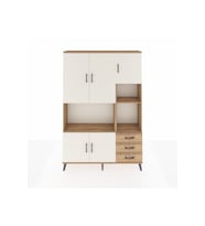 Arges Dolap 9 Raflı 3 Çekmeceli 5 Kapaklı 132x30x195 Çam-Aytaşı/Çam