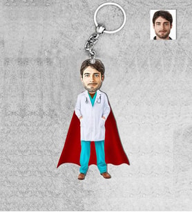 Kişiye Özel Acil Doktoru Erkek Ahşap Anahtarlık-1