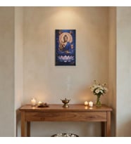 Lotus Üzerinde Buddha Ahşap Tablo - Zen & Meditasyon Duvar Dekoru - 16x28 cm Özel Baskı