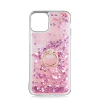 Uyumlu Model Apple iPhone 11 Pro Kılıf İçi Sıvılı Yüzüklü Kapak (Pembe)