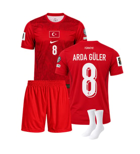 Arda Güler Türkiye 2026 Dünya Kupası Kırmızı 3'lü Çocuk Futbol Forma Seti ( Forma,şort ve çorap )