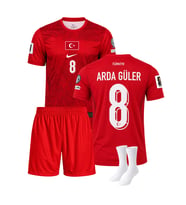 Arda Güler Türkiye 2026 Dünya Kupası Kırmızı 3'lü Çocuk Futbol Forma Seti ( Forma,şort ve çorap )