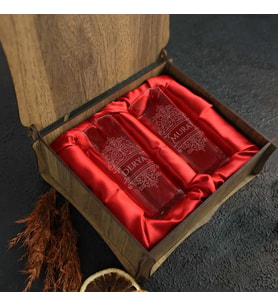 Vintage Arma Tasarımlı Kişiye Özel 2'li Rakı Kadehi Seti