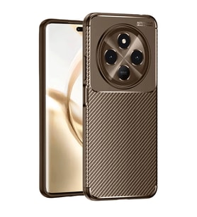 Tecno Spark 30 Kılıf Auto Focus Karbon Kapak - Kahverengi