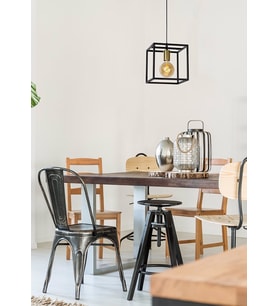 RİOLİGHT RETRO RUSTİK 25CMX25CM KÜP METAL SARKIT AVİZE (Siyah)