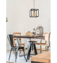 RİOLİGHT RETRO RUSTİK 25CMX25CM KÜP METAL SARKIT AVİZE (Siyah)