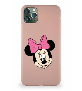 Apple iPhone 11 Pro Max Soft Premier Kapak Minnie Mouse-C Tasarımlı Silikon Kılıf - Pudra (Şeffaf)