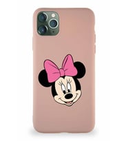 Apple iPhone 11 Pro Max Soft Premier Kapak Minnie Mouse-C Tasarımlı Silikon Kılıf - Pudra (Şeffaf)