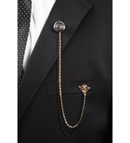Esgue Gold Zincirli Ceket Yaka İğnesi