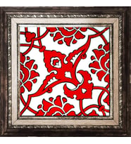 Armada Çini 20x20 Cm SP 83 Kırmızı Beyaz İznik Rumi Desenli Çini Pano