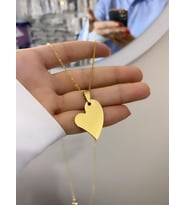 ÇELİK İSİM YAZILAN KALP KOLYE AŞK KOLYE KİŞİYE ÖZEL İSİM YAZILIR (Gold)