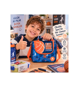 Junior Slam Dunk Basketbol Desenli Termoslu Beslenme Çantası