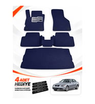 e-biz BMW 5 SERİSİ-E60-SEDAN (2004-2010) Uyumlu EVA Oto Paspas Bagaj Paspası Dahil Lacivert