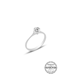 Söğütlü Silver Gümüş Swarovski tek taş yüzük