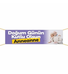 Doğum Günü Pankartı (Anneannem)-17 75x300 cm (Çok Renkli)