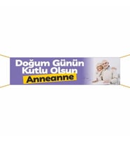 Doğum Günü Pankartı (Anneannem)-17 75x300 cm (Çok Renkli)