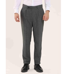 Dufy Gri Erkek Slim Fit Melanj Desenli Klasik Pantolon - 97669