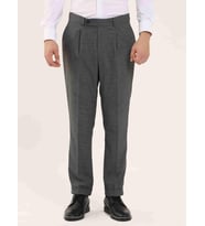 Dufy Gri Erkek Slim Fit Melanj Desenli Klasik Pantolon - 97669